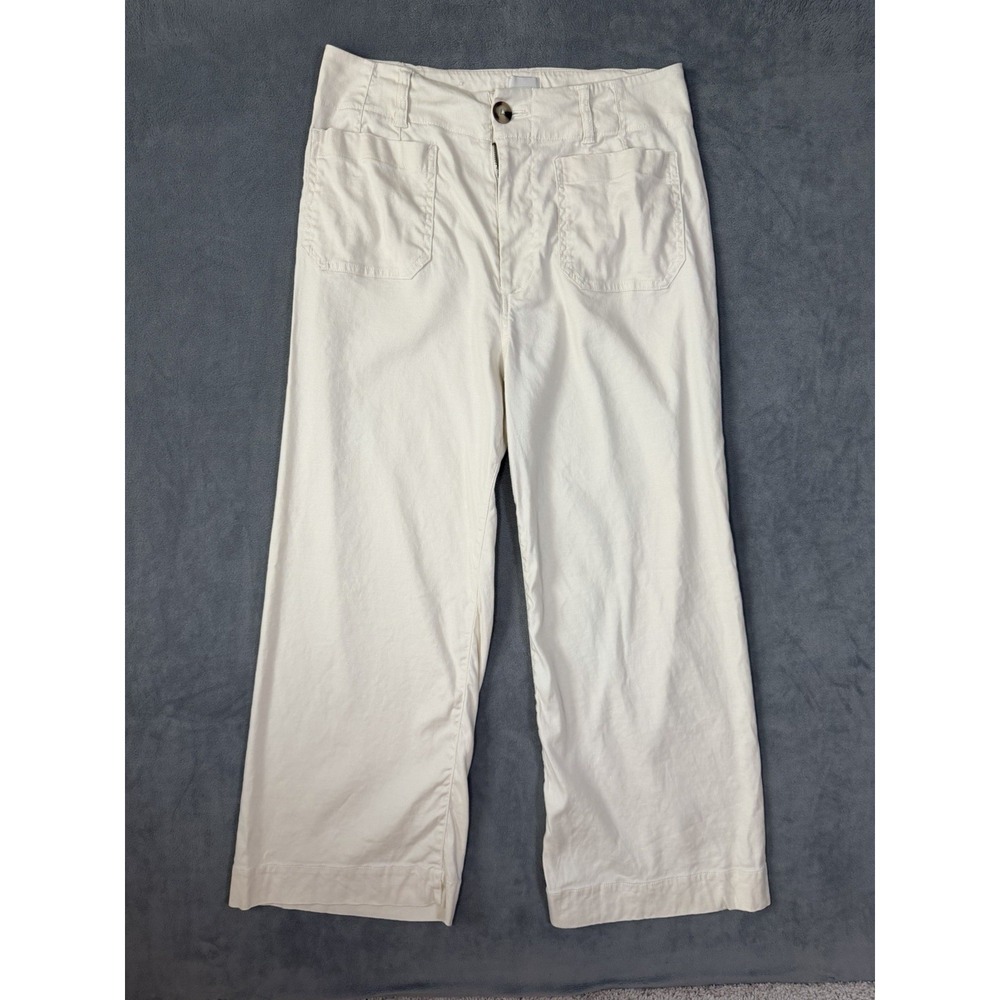 Anthropologie Maeve The Colette Pants Beige Cream Size 30 Linen Blend Capsule